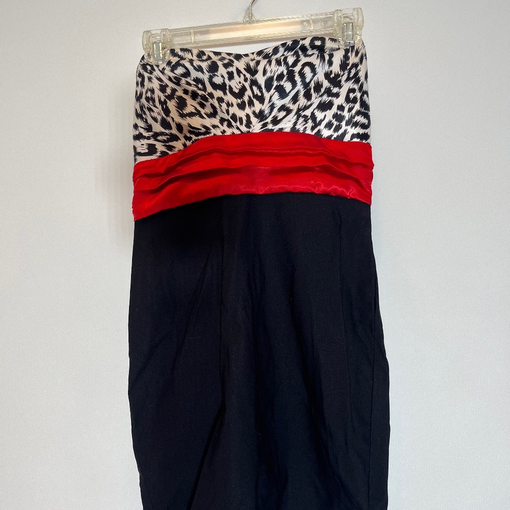 Strapless Short Black and Red Zebra Dress Size L